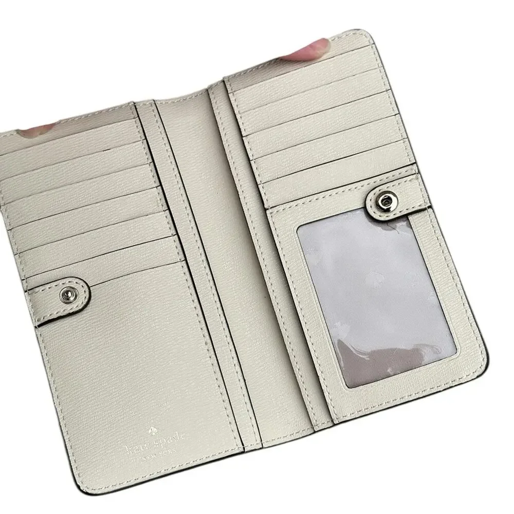 Kate Spade Ivory Dumpling Croc-Embossed Bi-fold Wallet
